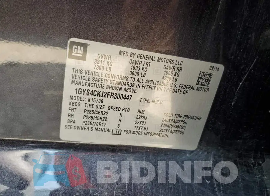 1GYS4CKJ2FR300447 Photo# 13