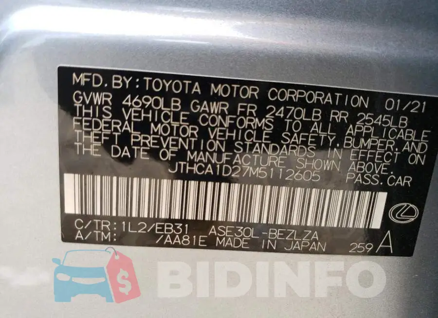 JTHCA1D27M5112605 Photo# 12