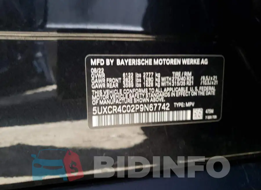 5UXCR4C02P9N67742 Photo# 13