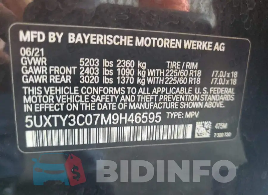 5UXTY3C07M9H46595 Photo# 13