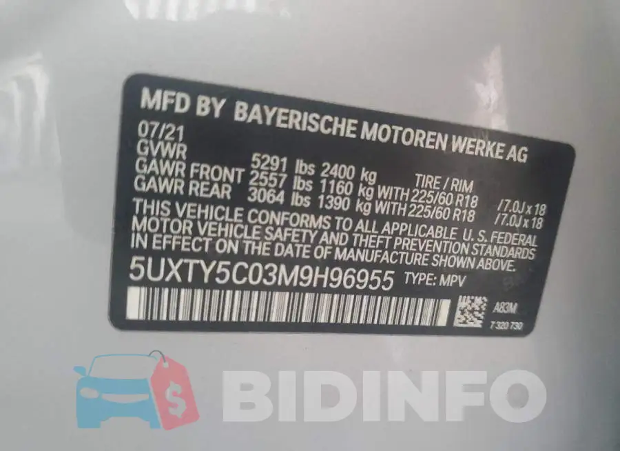 5UXTY5C03M9H96955 Photo# 13