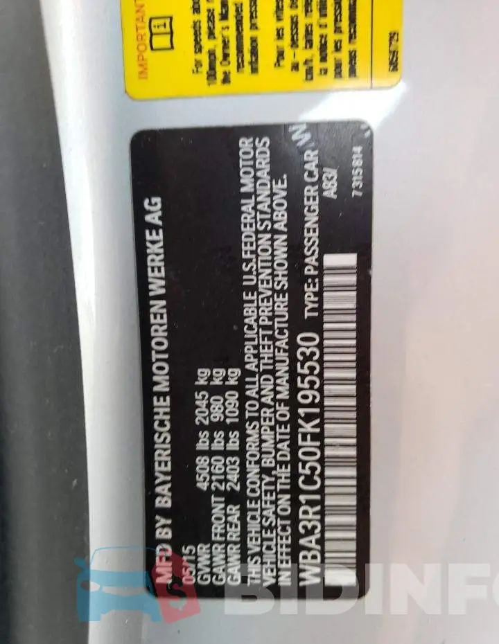 WBA3R1C50FK195530 Photo# 12