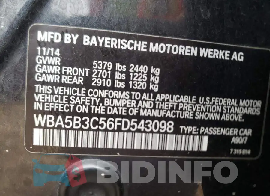 WBA5B3C56FD543098 Photo# 10