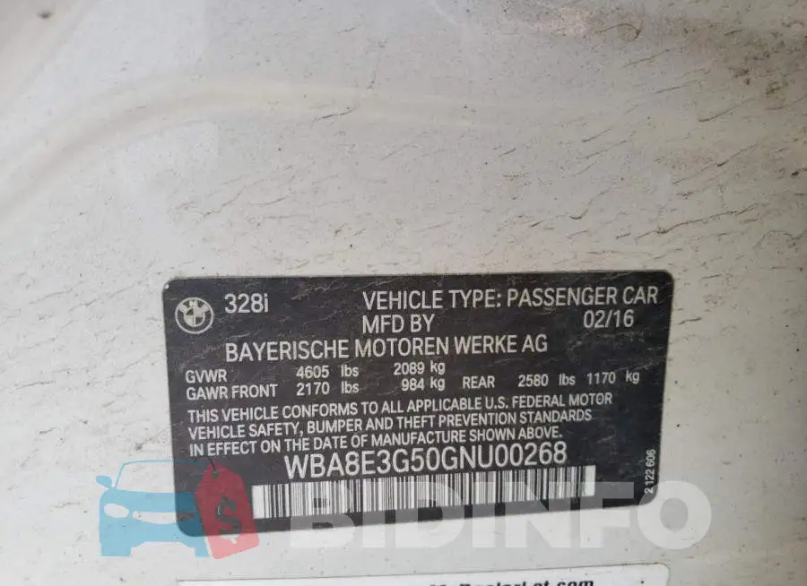 WBA8E3G50GNU00268 Photo# 12