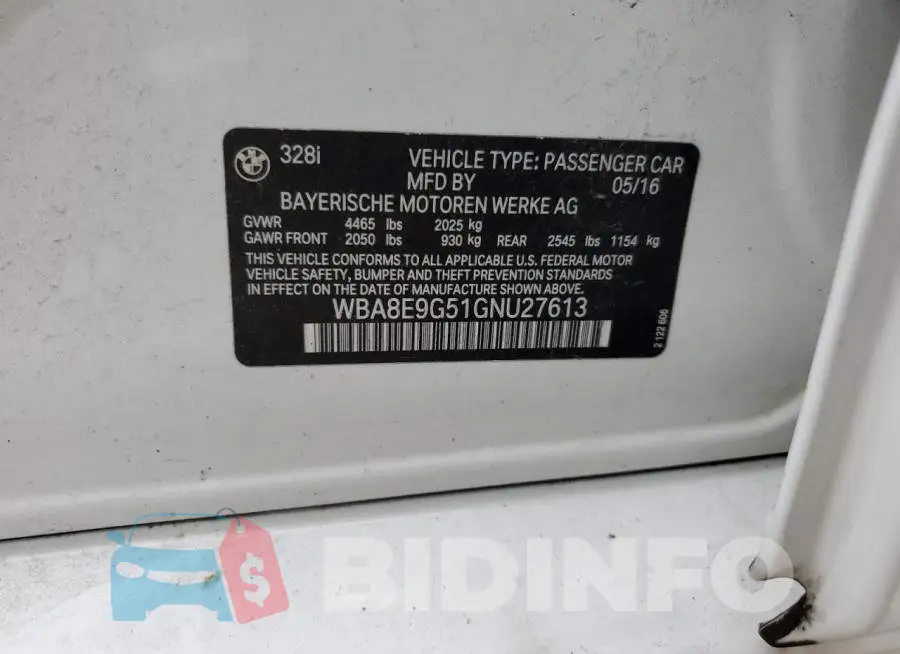 WBA8E9G51GNU27613 Photo# 12
