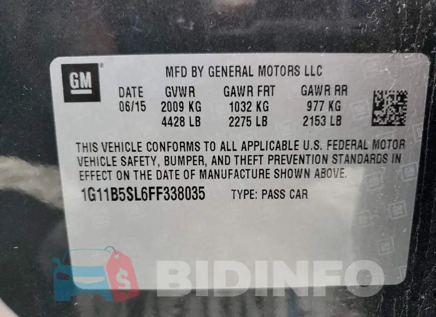 1G11B5SL6FF338035 Photo# 12
