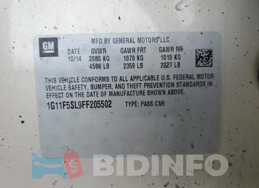 1G11F5SL9FF205502 Photo# 13
