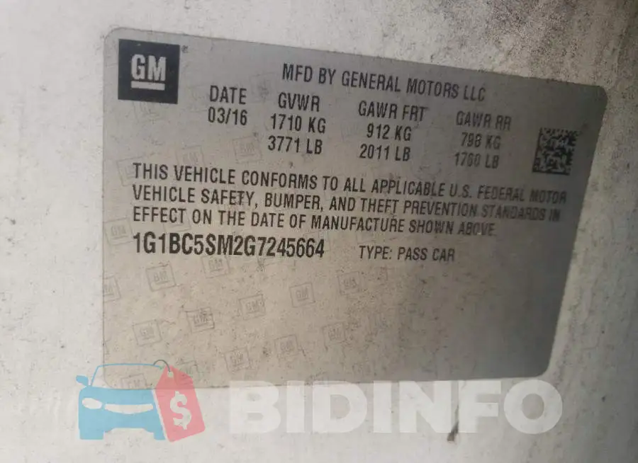 1G1BC5SM2G7245664 Photo# 12