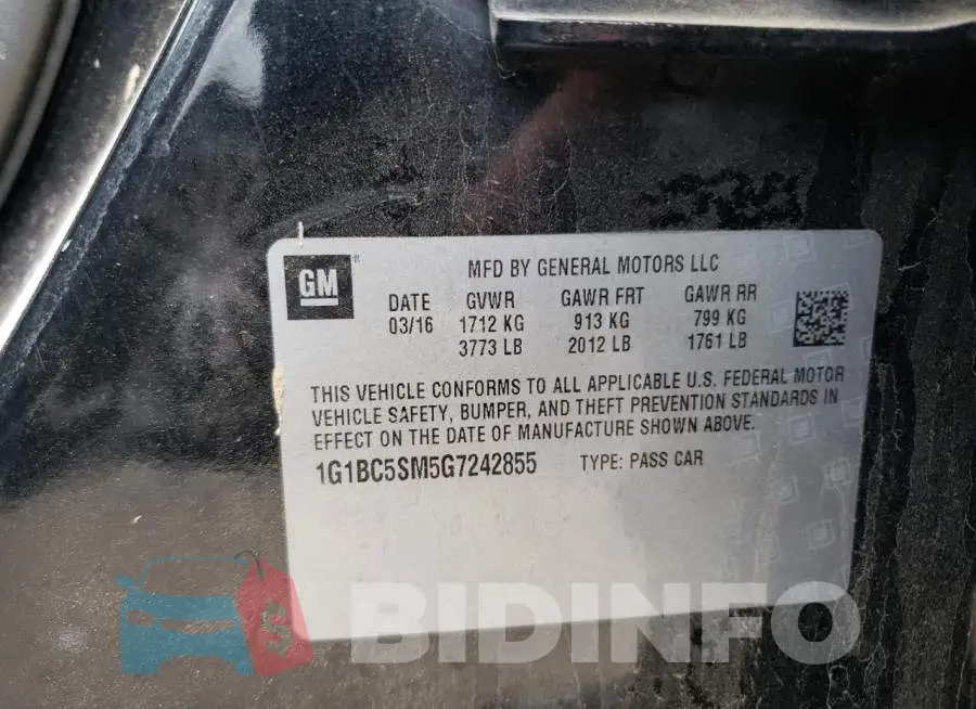 1G1BC5SM5G7242855 Photo# 12