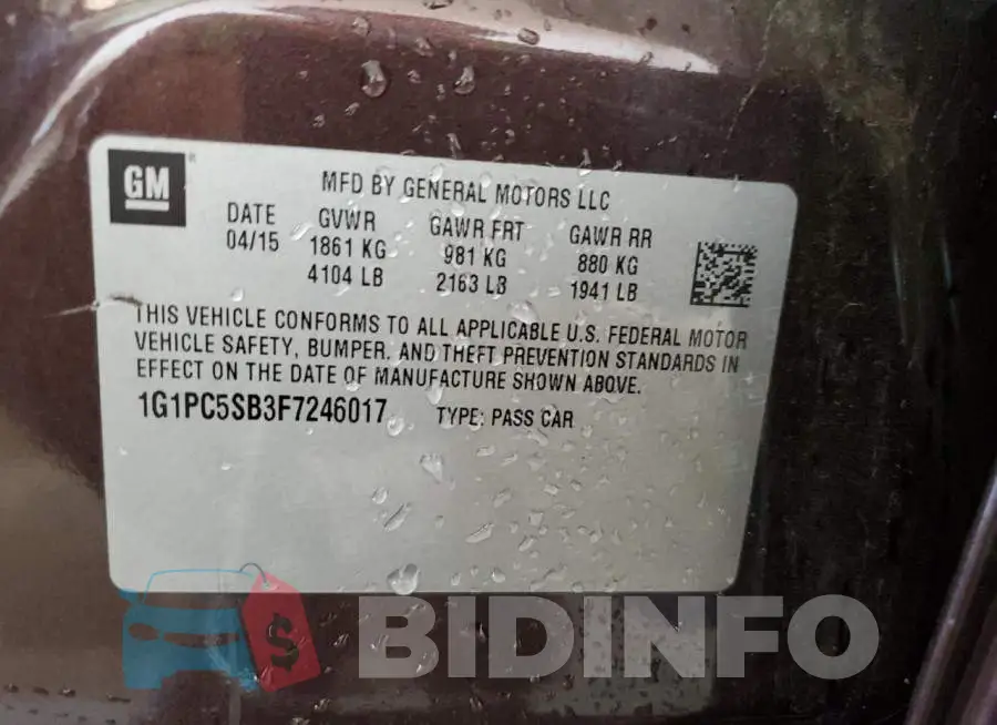 1G1PC5SB3F7246017 Photo# 12