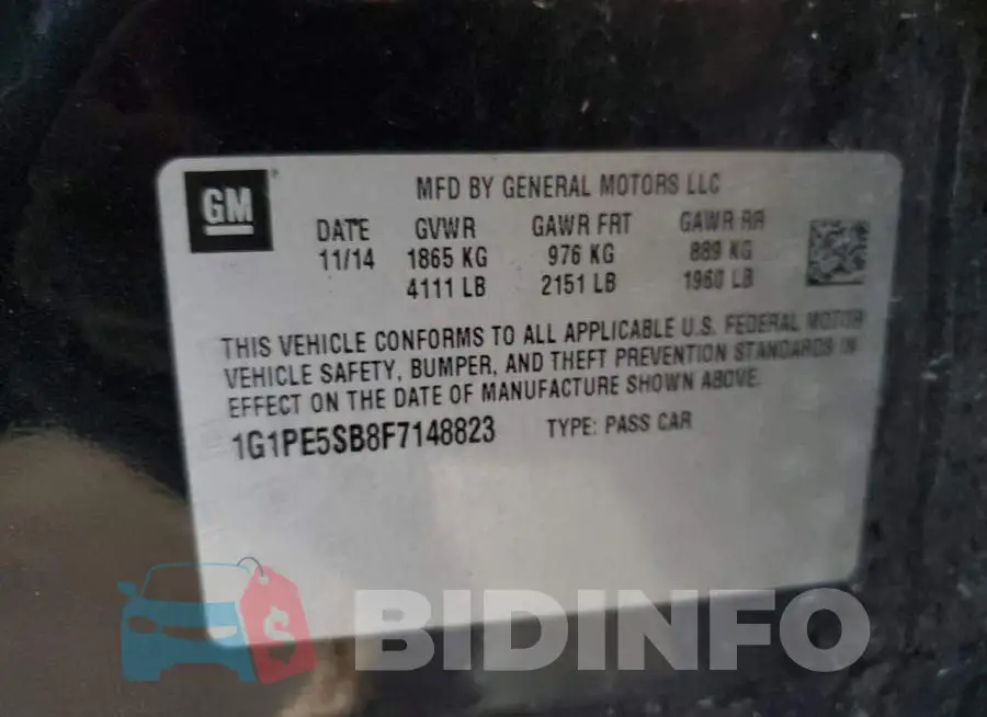 1G1PE5SB8F7148823 Photo# 12
