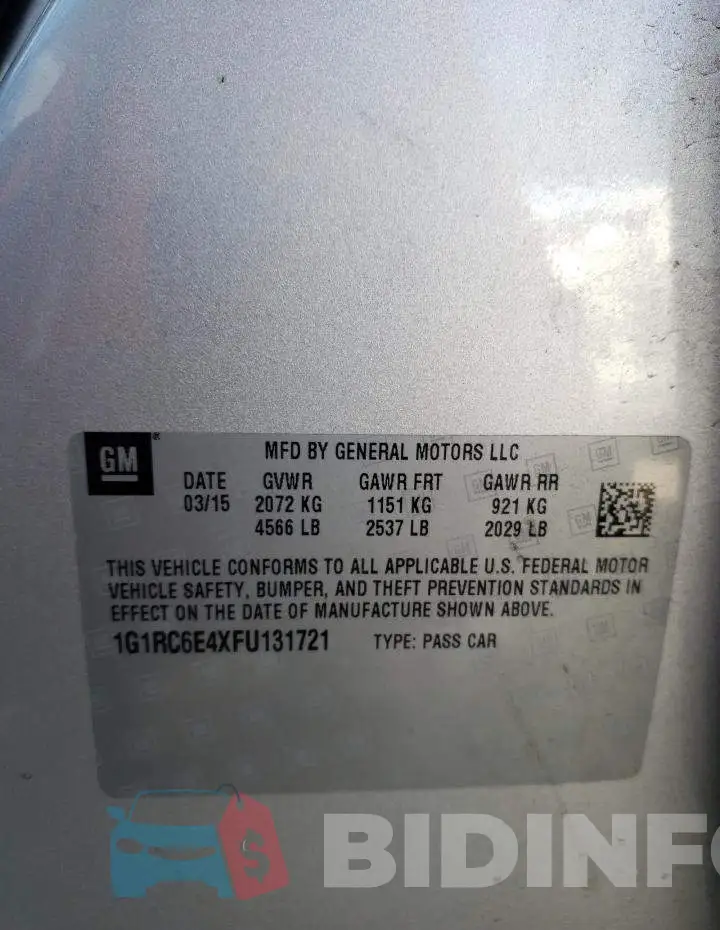 1G1RC6E4XFU131721 Photo# 12