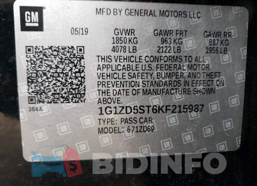 1G1ZD5ST6KF215987 Photo# 12