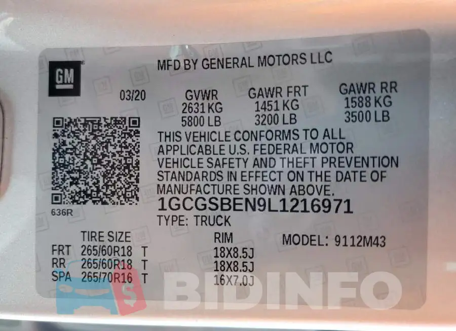 1GCGSBEN9L1216971 Photo# 12
