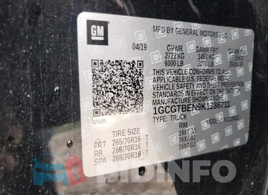 1GCGTBEN9K1286711 Photo# 14