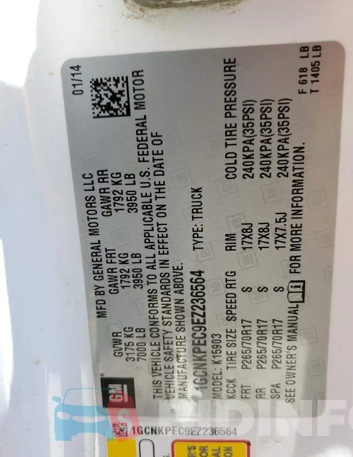1GCNKPEC9EZ236564 Photo# 12