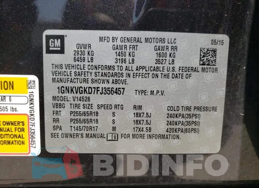 1GNKVGKD7FJ356457 Photo# 12