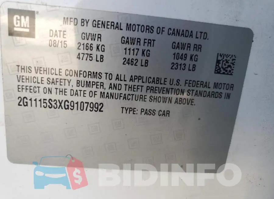 2G1115S3XG9107992 Photo# 12