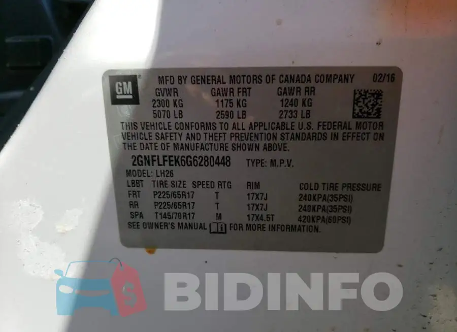 2GNFLFEK6G6280448 Photo# 13