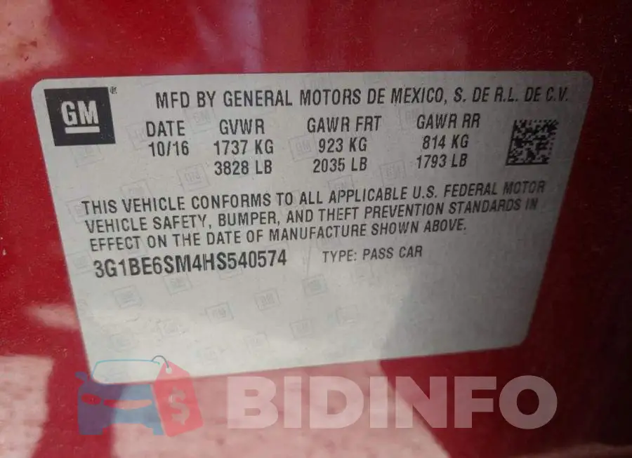 3G1BE6SM4HS540574 Photo# 10