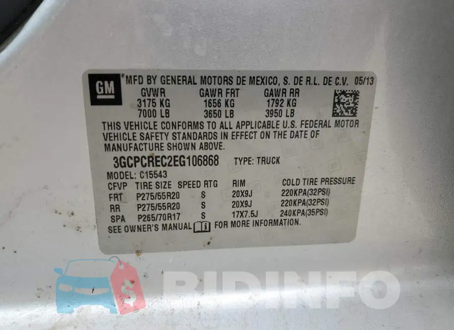 3GCPCREC2EG106868 Photo# 12
