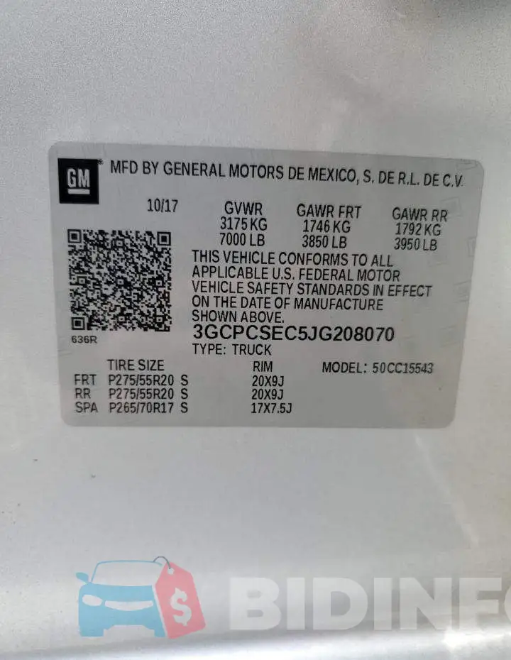 3GCPCSEC5JG208070 Photo# 12