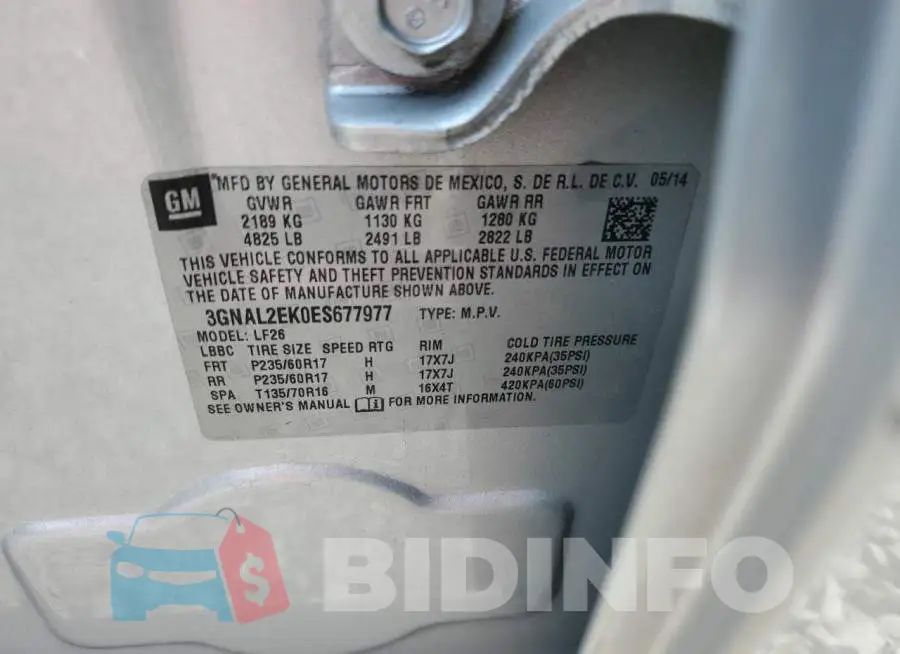 3GNAL2EK0ES677977 Photo# 13