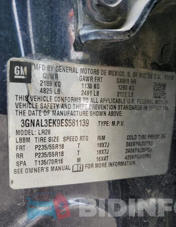 3GNAL3EK9ES581139 Photo# 13
