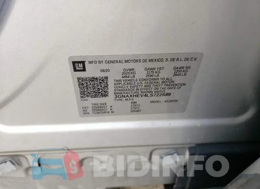 3GNAXHEV4LS722689 Photo# 14
