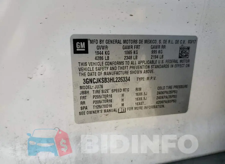 3GNCJKSB3HL226334 Photo# 12
