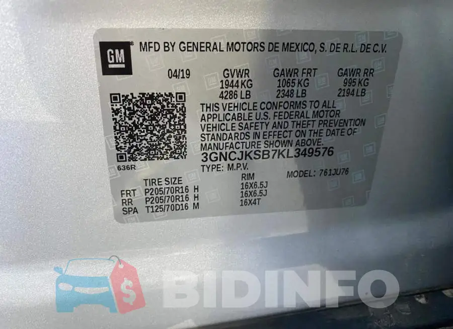 3GNCJKSB7KL349576 Photo# 10