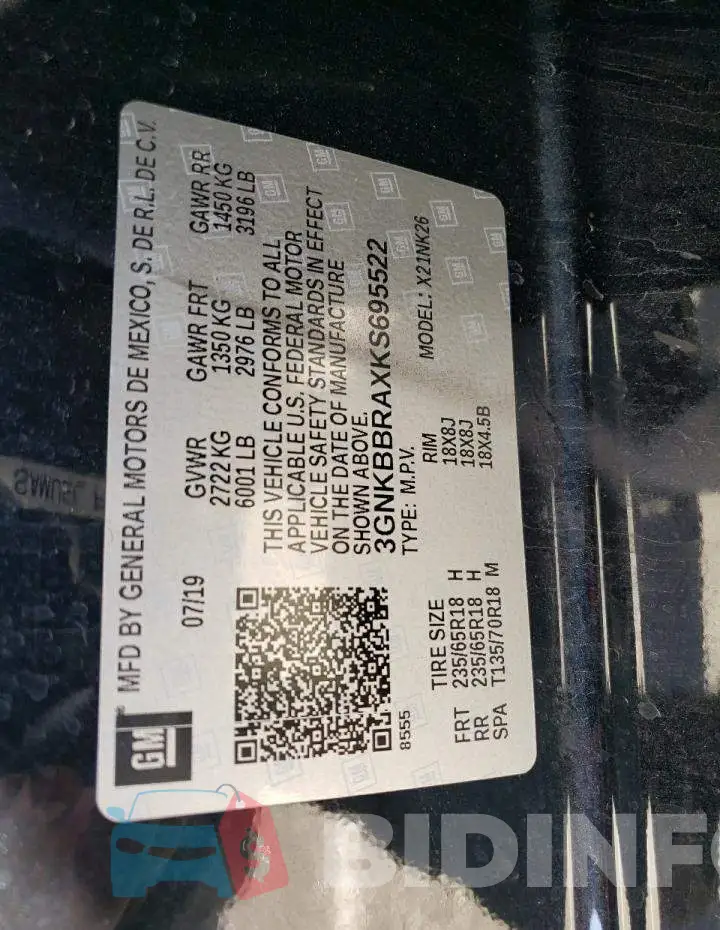 3GNKBBRAXKS695522 Photo# 13