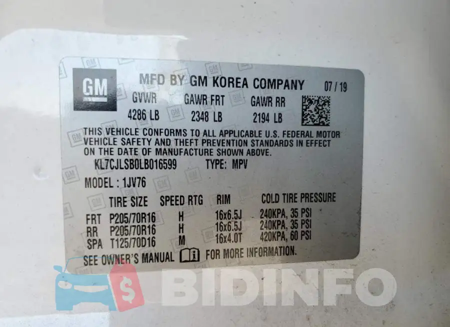 KL7CJLSB0LB016599 Photo# 13
