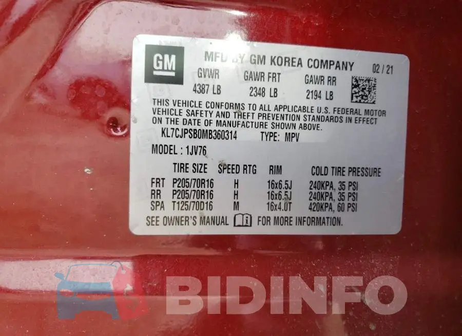 KL7CJPSB0MB360314 Photo# 10