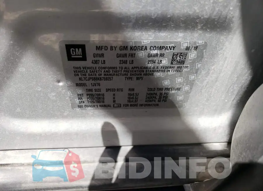 KL7CJPSB8KB759257 Photo# 13