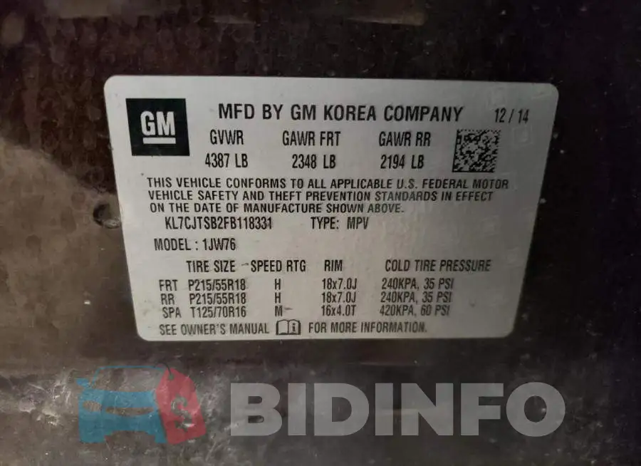 KL7CJTSB2FB118331 Photo# 13