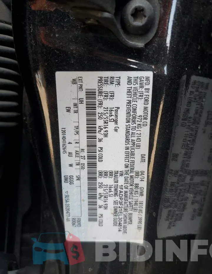 1FADP3F21EL304814 Photo# 12