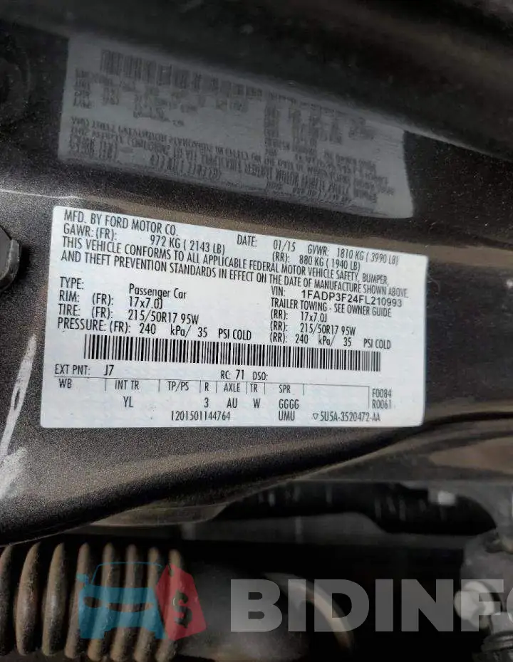 1FADP3F24FL210993 Photo# 12