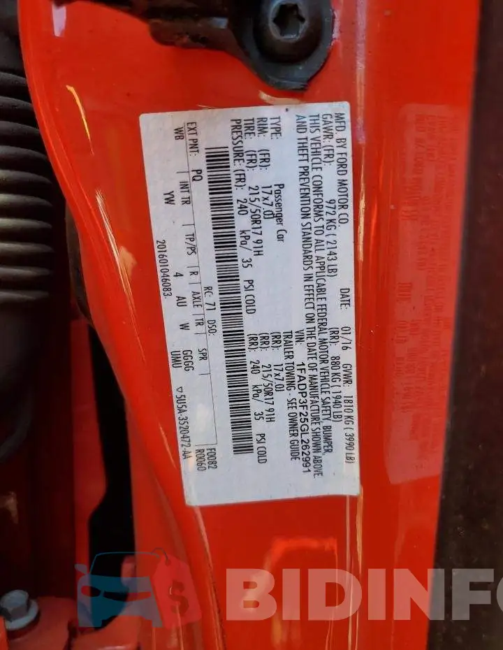 1FADP3F25GL262991 Photo# 12