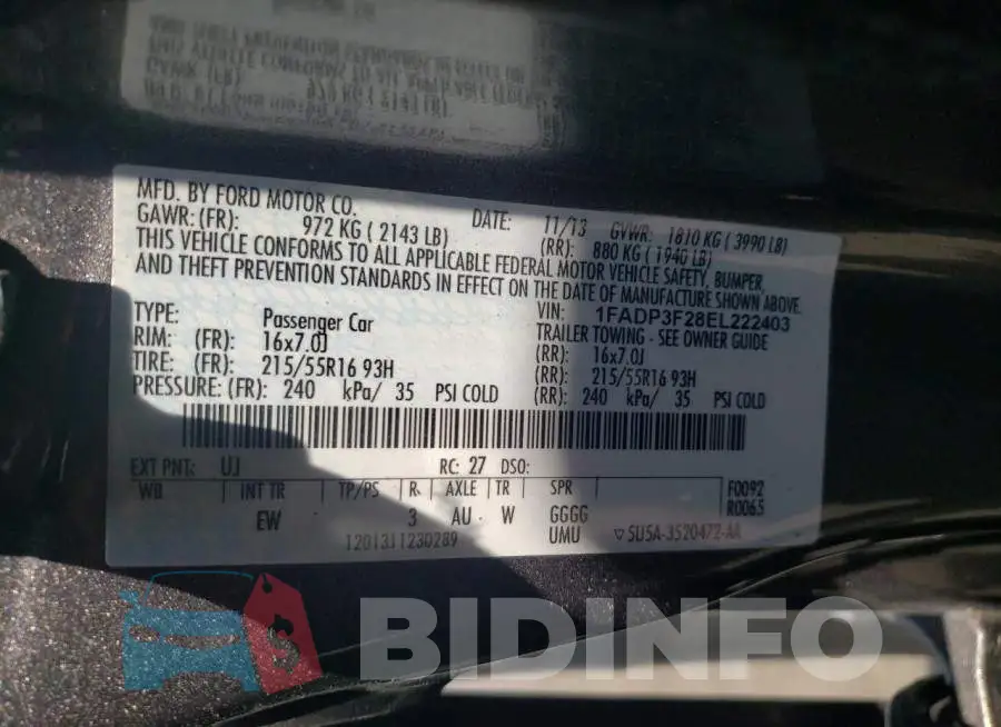 1FADP3F28EL222403 Photo# 13