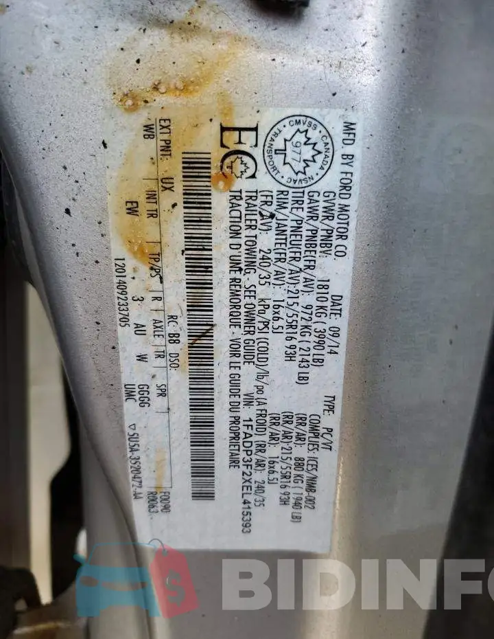 1FADP3F2XEL415393 Photo# 12