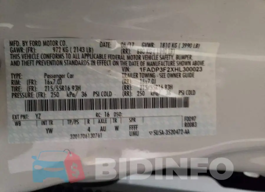 1FADP3F2XHL300023 Photo# 12