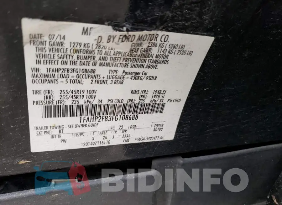 1FAHP2F83FG108688 Photo# 12