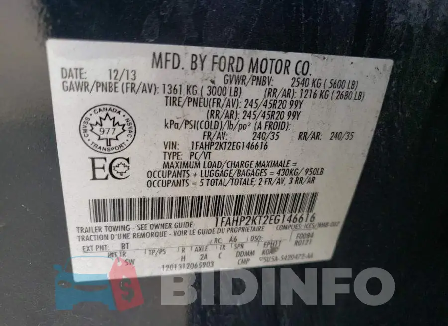 1FAHP2KT2EG146616 Photo# 12