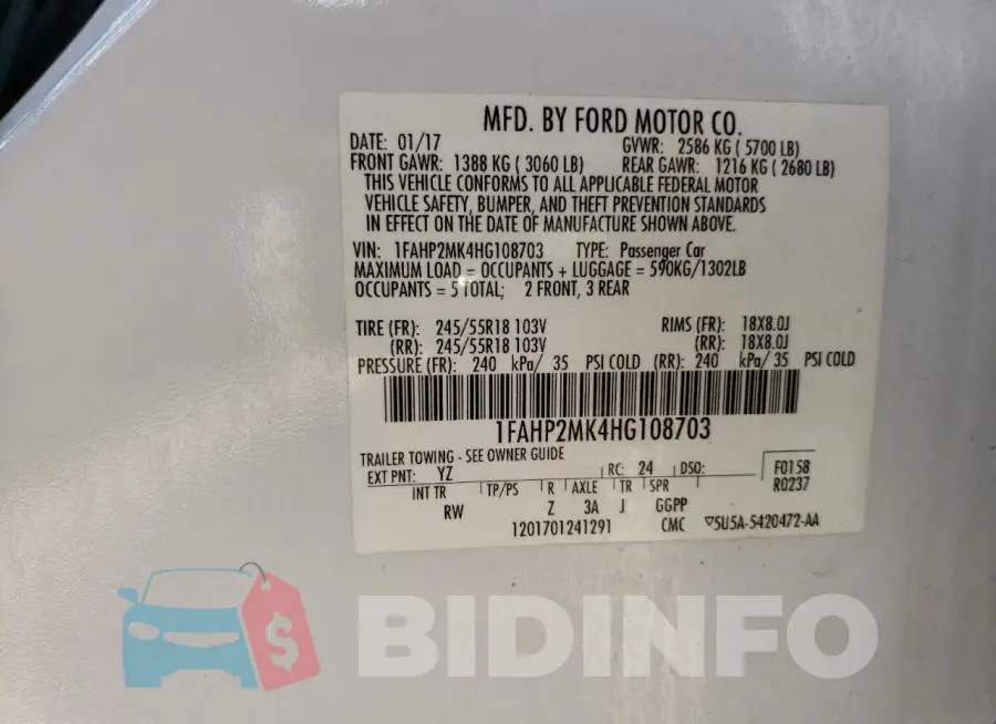 1FAHP2MK4HG108703 Photo# 12