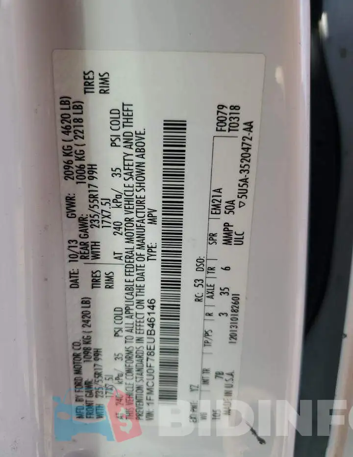 1FMCU0F78EUB46146 Photo# 13
