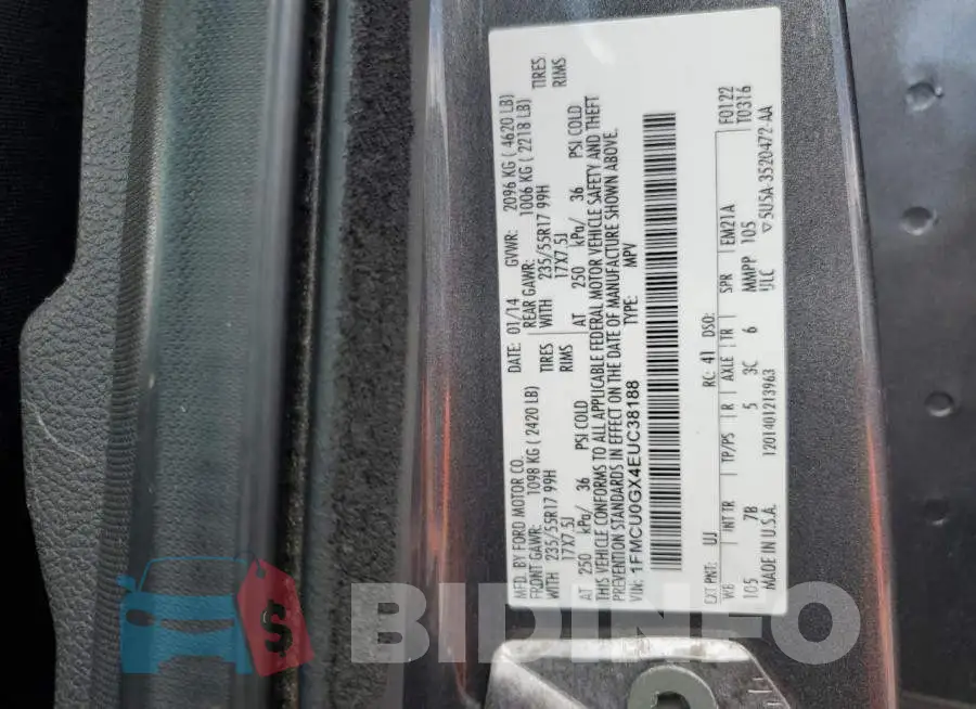 1FMCU0GX4EUC38188 Photo# 13