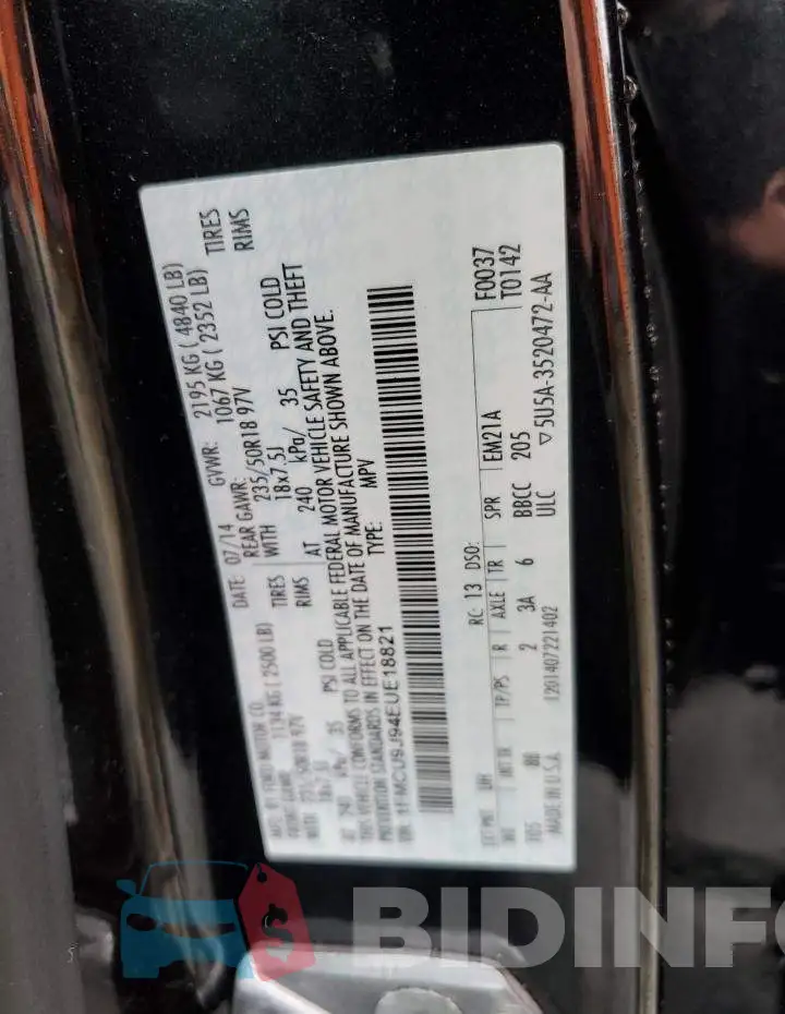 1FMCU9J94EUE18821 Photo# 13