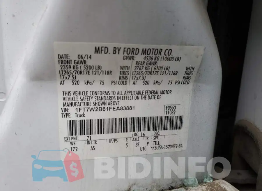1FT7W2B61FEA83881 Photo# 12