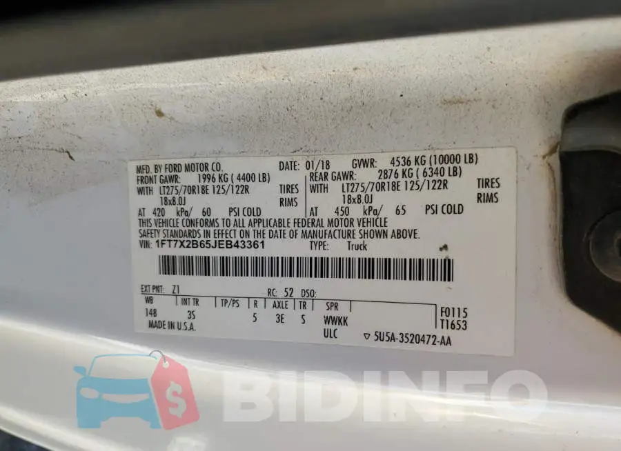 1FT7X2B65JEB43361 Photo# 12